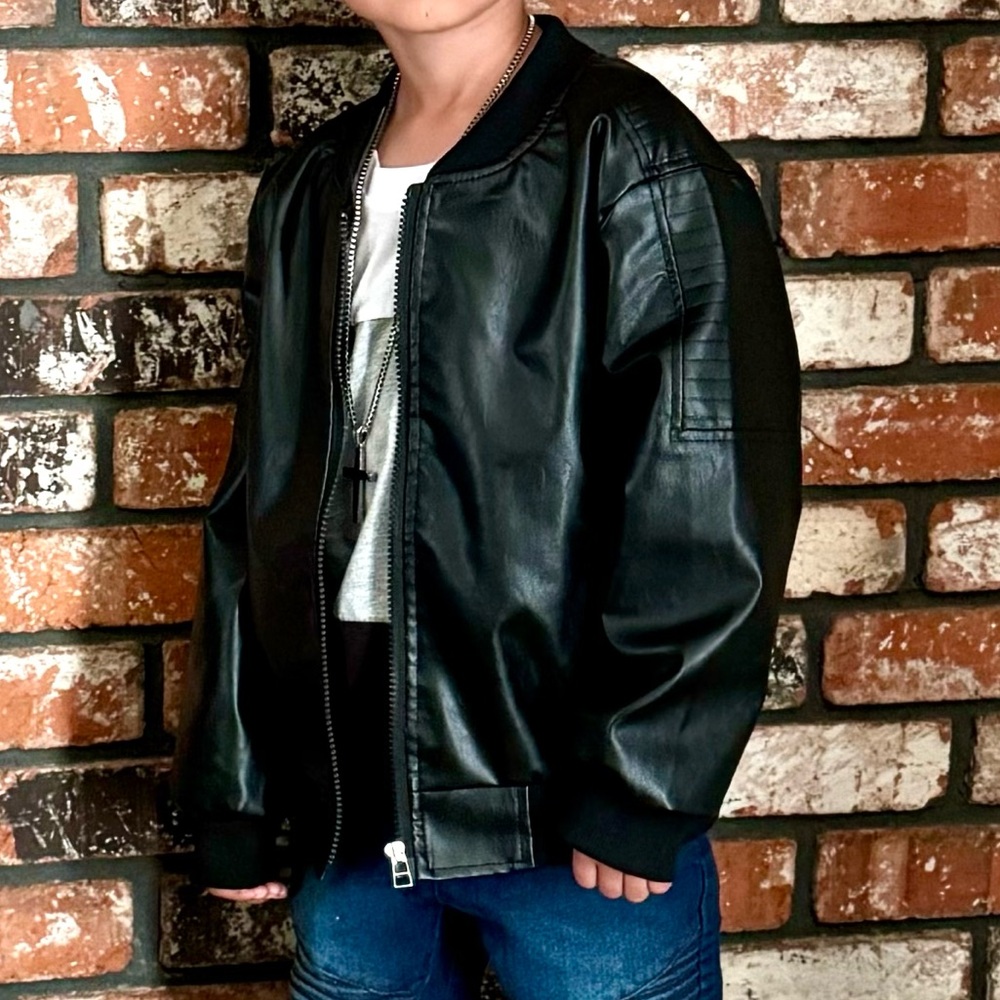 Stylish Black Leather Jacket for Kids